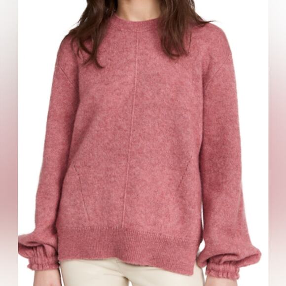 NWT 3.1 PHILLIP LIM Lofty Alpaca Blend Shirred Cuff Sweater In Dusty Coral - Picture 1 of 8